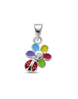 Zilveren gerhodineerde hanger zirkonia bloem en lieveheersbeestje 16 mm - 1341900 - PansiteNederland.nl