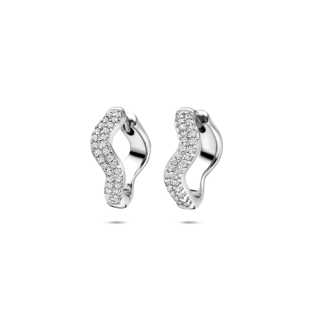 Zilveren gerhodineerde klapoorringen zirkonia 15 mm - 1340876