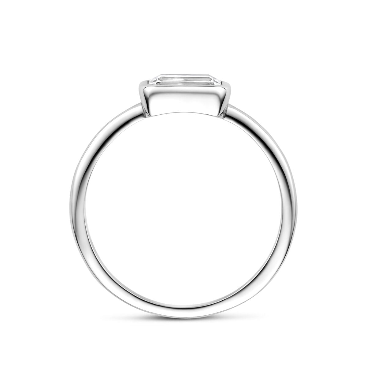 Ring zirkonia zilver gerhodineerd emerald