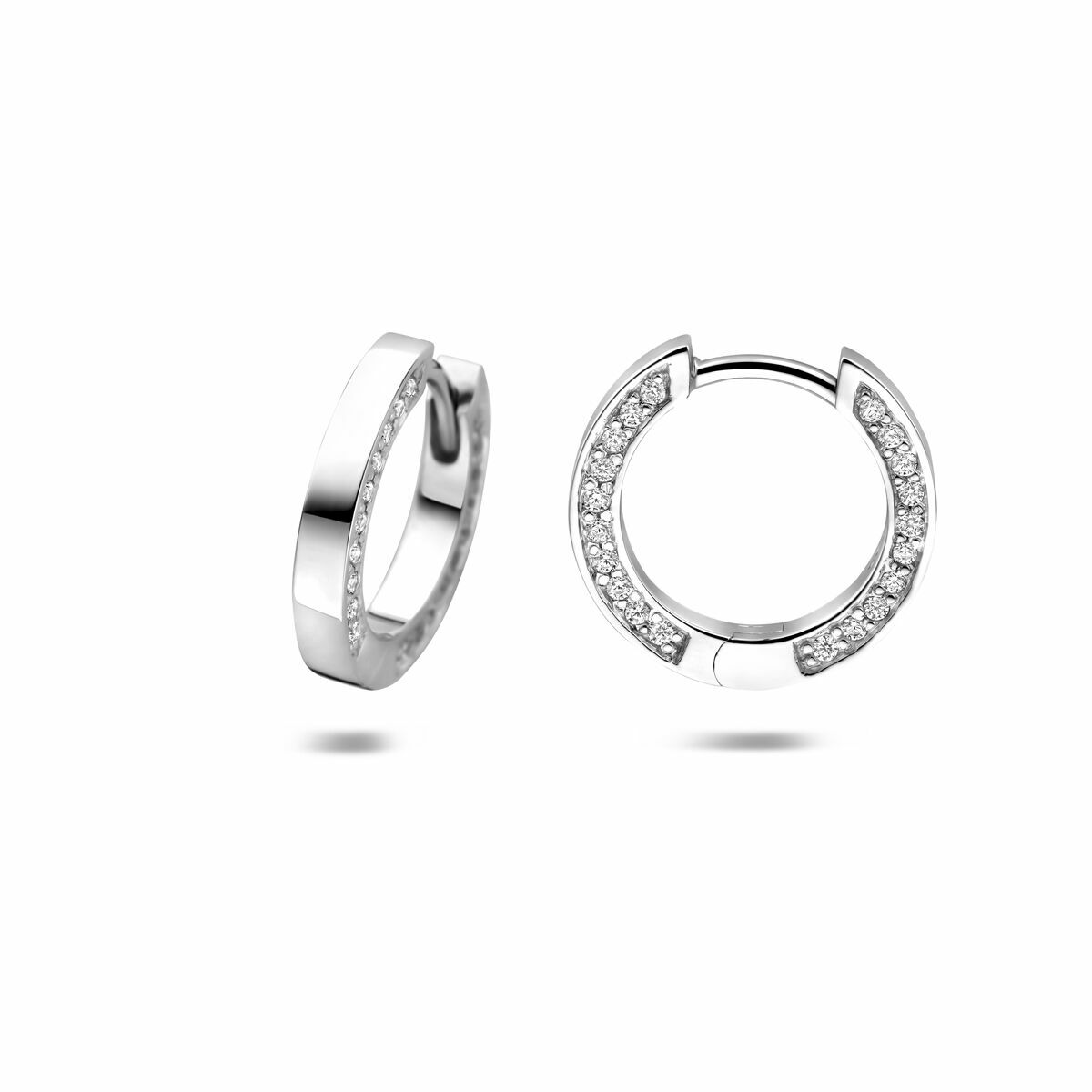 Zilveren gerhodineerde klapoorringen zirkonia 14,5 mm - 1341707