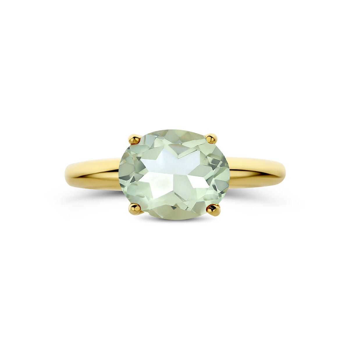 Ring groen amethist 14K geelgoud