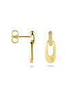 14K geelgouden oorhangers poli/mat diamant 0.04ct 2x 0.02ct h si 16 mm - 4034613