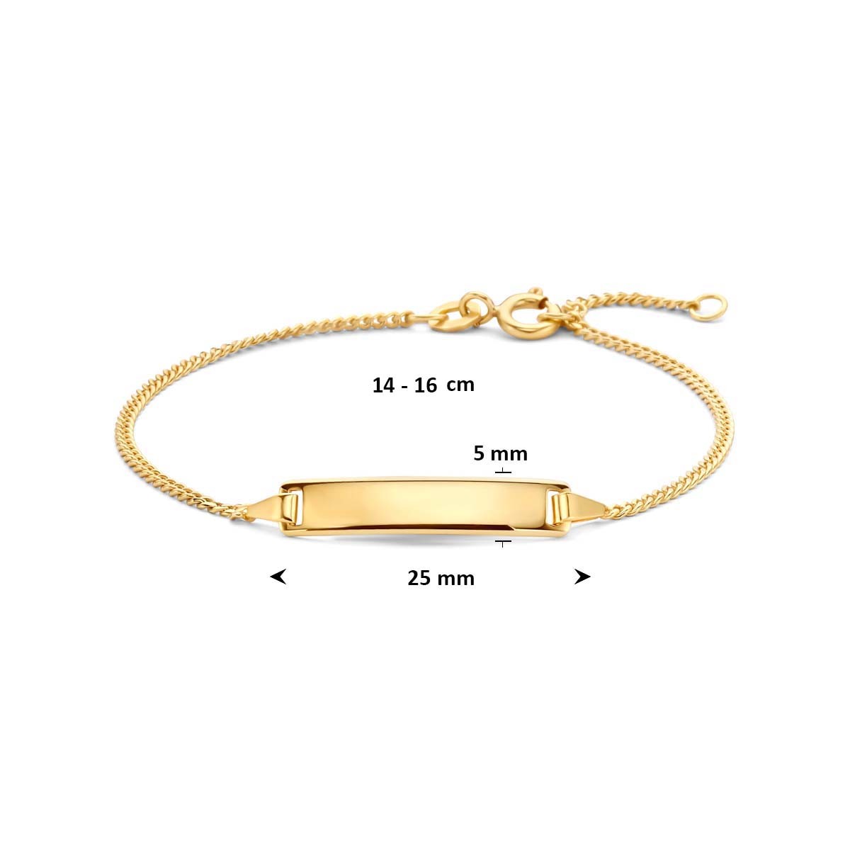 9K graveerarmband gourmet plaat 5,0 mm 9K geelgoud