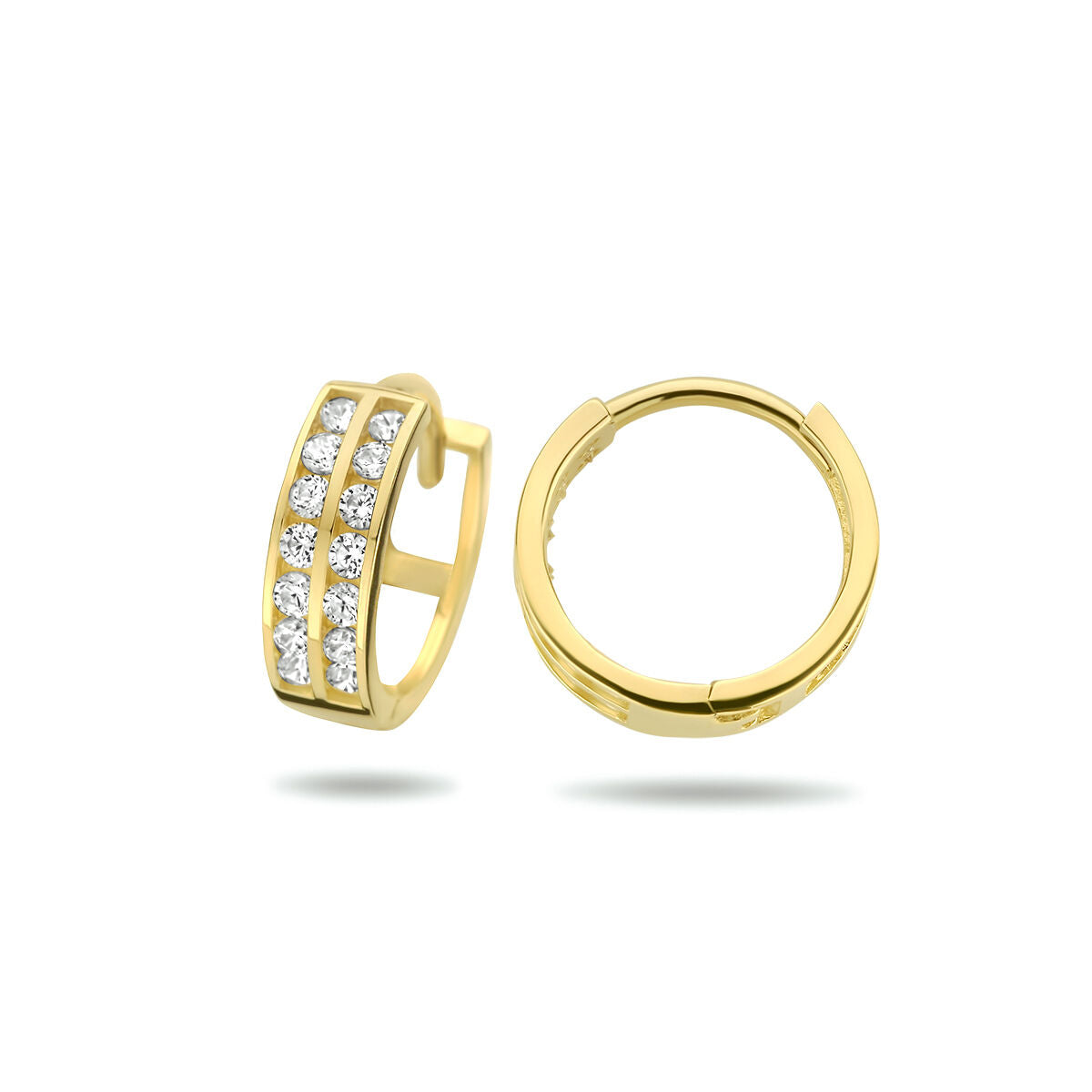 9K geelgoud kleurig klapoorringen zirkonia 11,5 mm - 8000160 - PansiteNederland.nl