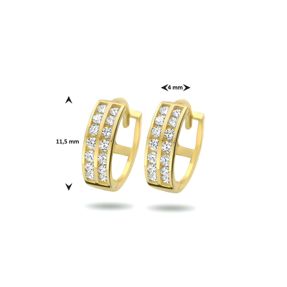 9K geelgoud kleurig klapoorringen zirkonia 11,5 mm - 8000160 - PansiteNederland.nl