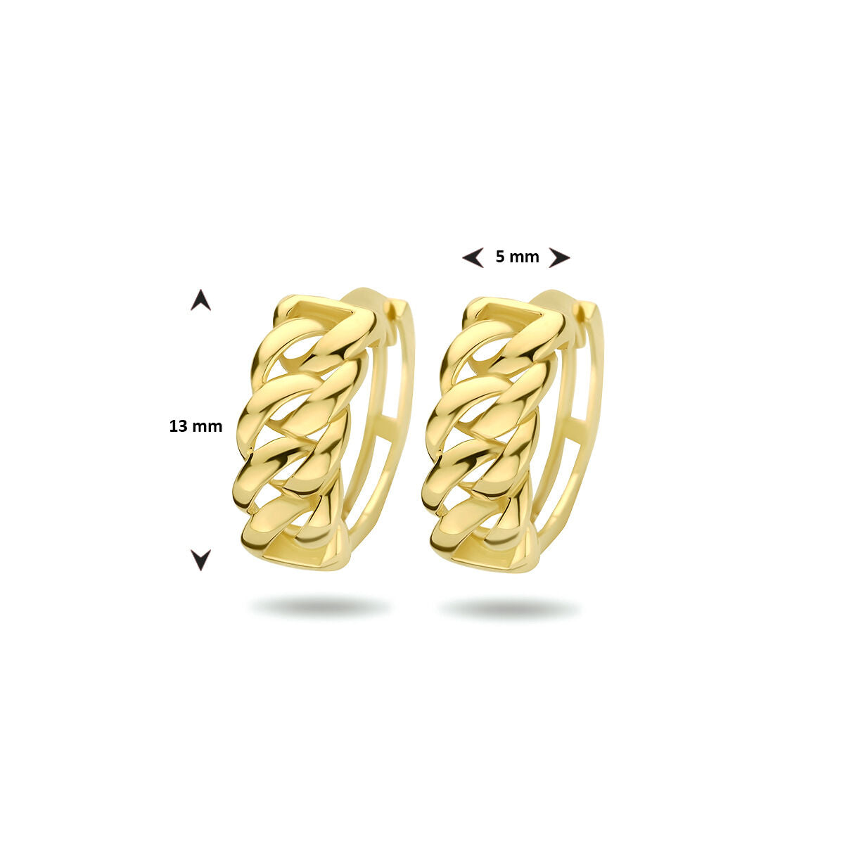 9K geelgoud kleurig klapoorringen gourmet 13 mm - 8000164 - PansiteNederland.nl