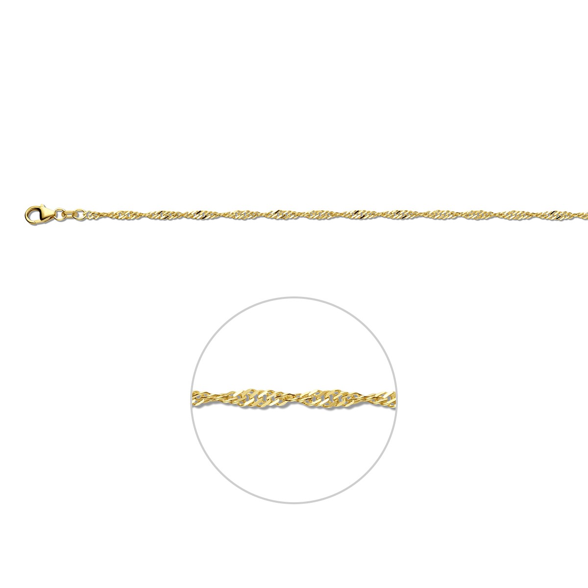 Armband singapore 2,4 mm 9K geel