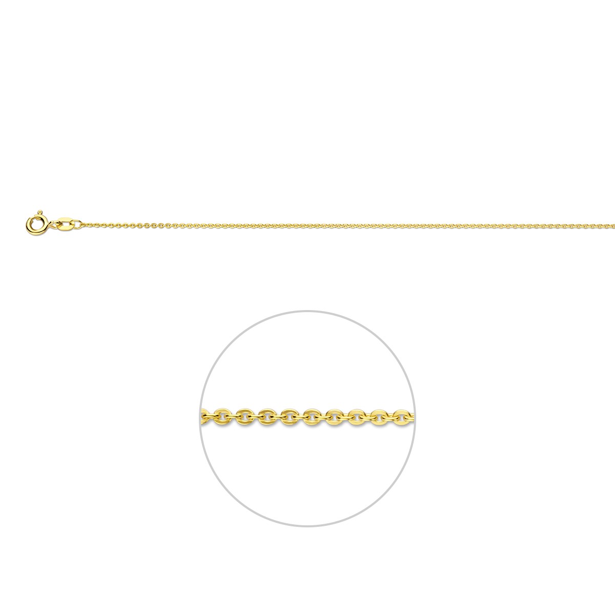 Armband anker plat 1,2 mm 9K geel