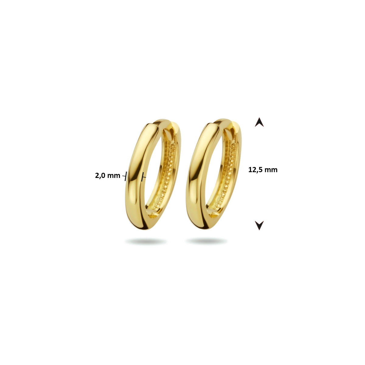 Klapoorringen buis 9K geelgoud 2 mm