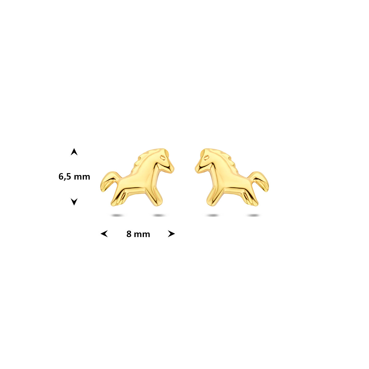 Fantasy Collection Oorknoppen paard 9K geelgoud 6,5 mm - afbeelding 4