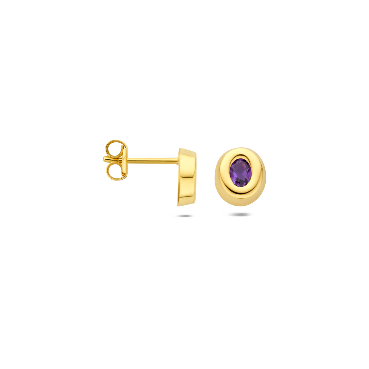 Fantasy Collection Oorknoppen amethist 9K geelgoud 6,5 mm - afbeelding 3