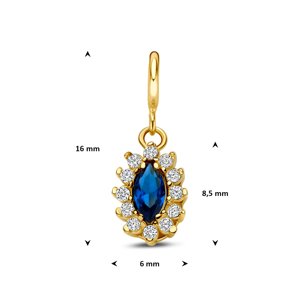 Fantasy Collection Slotbedel blauw zirkonia 9K geelgoud 8,5 mm - afbeelding 4
