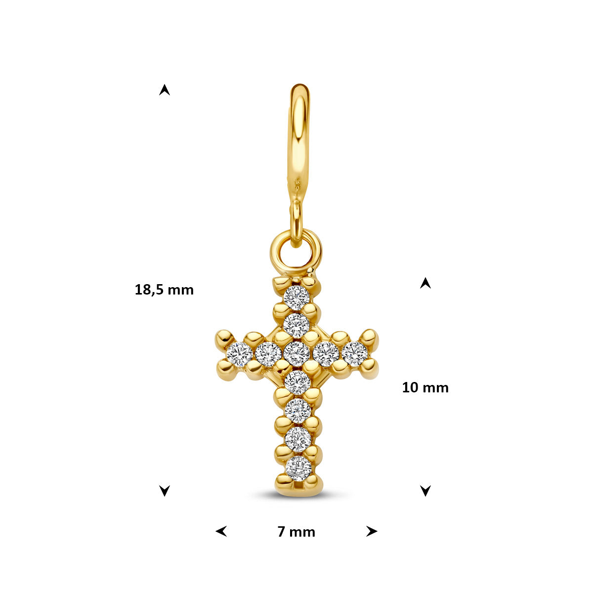 Fantasy Collection Slotbedel kruis zirkonia 9K geelgoud 10 mm - afbeelding 4