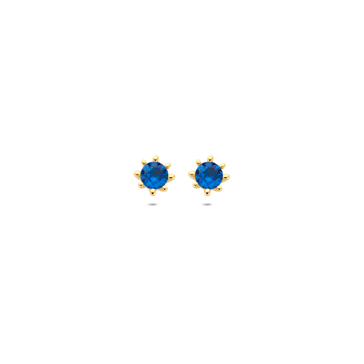 Fantasy Collection Oorknoppen blauw zirkonia 9K geelgoud 4,5 mm