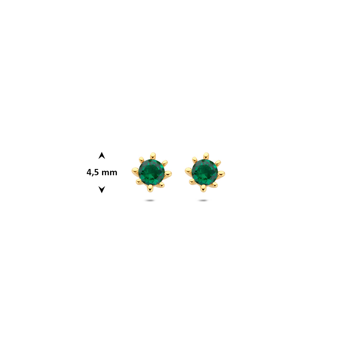 Fantasy Collection Oorknoppen groen zirkonia 9K geelgoud 4,5 mm - afbeelding 4