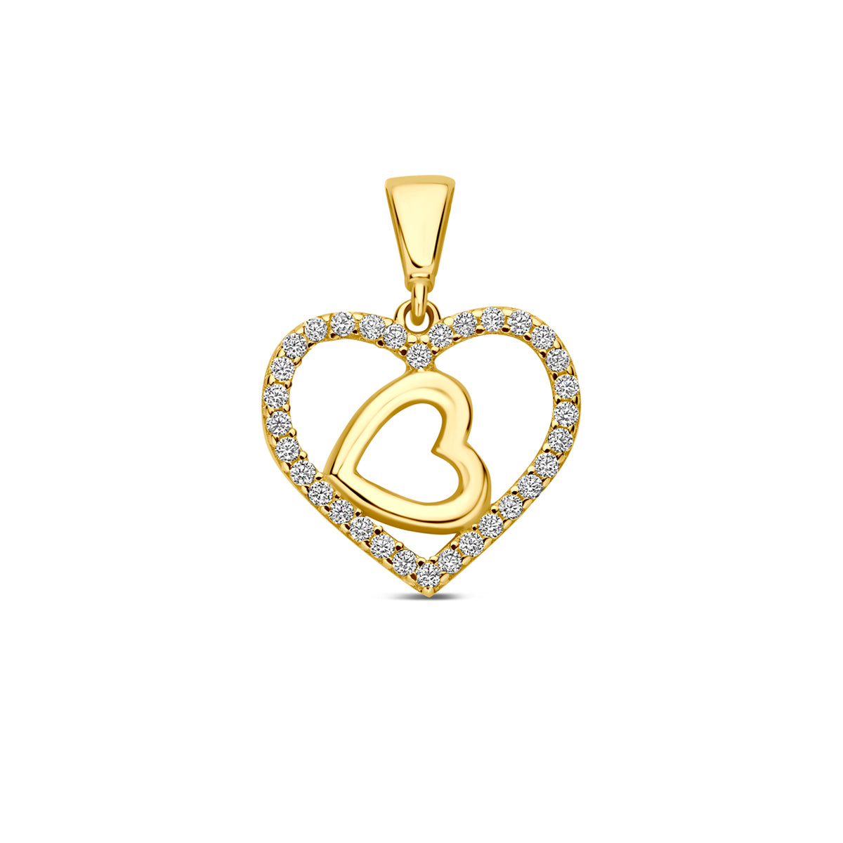 Fantasy Collection Hanger hartjes zirkonia 9K geelgoud 13 mm