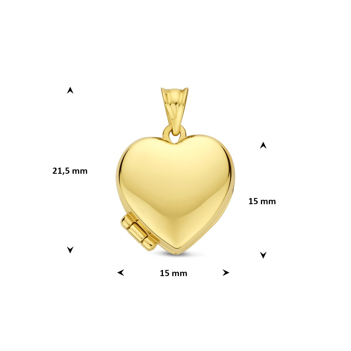 Hanger medaillon hartje 9K geelgoud 15 mm