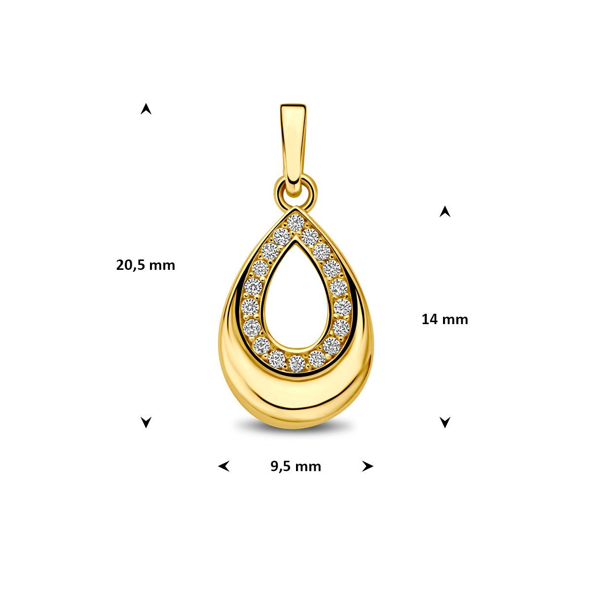 Fantasy Collection Hanger druppel zirkonia 9K geelgoud 14 mm - afbeelding 4