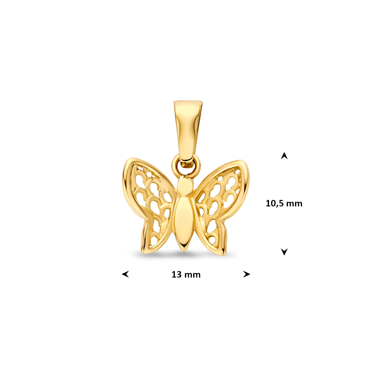 Fantasy Collection Hanger vlinder poli/mat 9K geelgoud 10,5 mm - afbeelding 4
