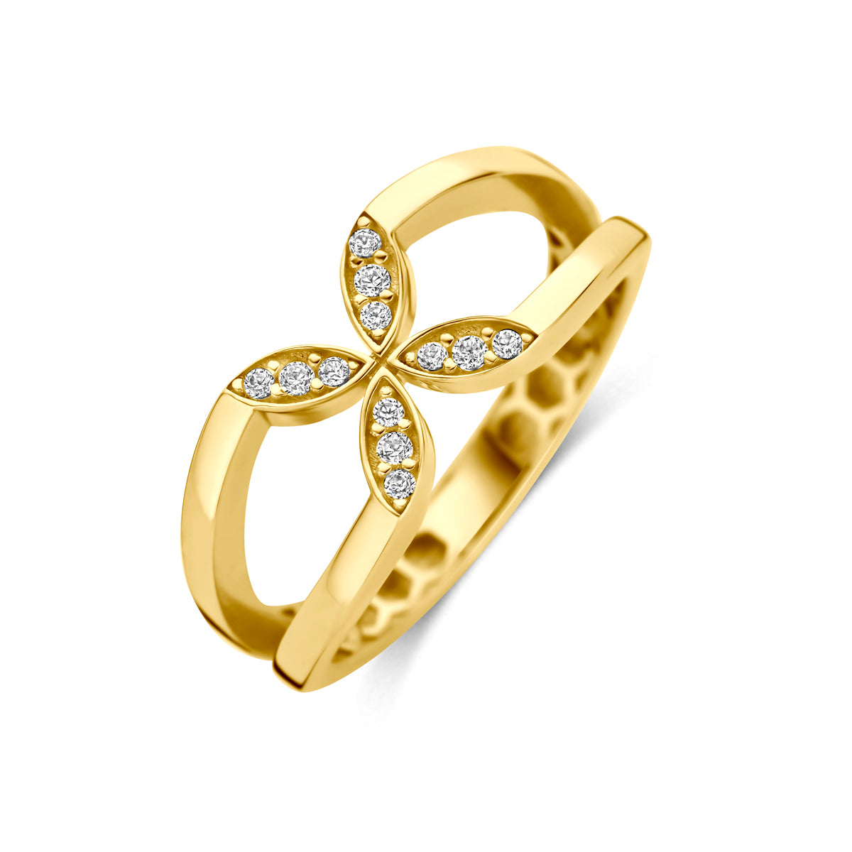 9k ring bloem zirkonia 9K geel