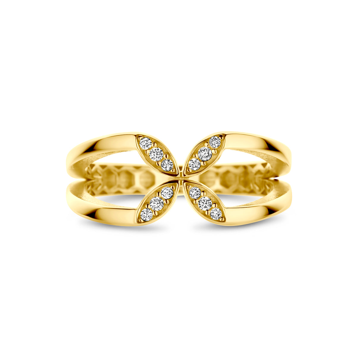 9k ring bloem zirkonia 9K geel