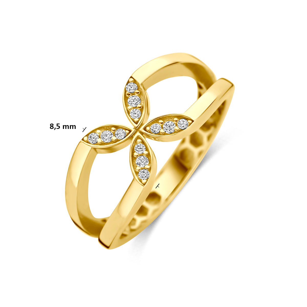 9k ring bloem zirkonia 9K geel