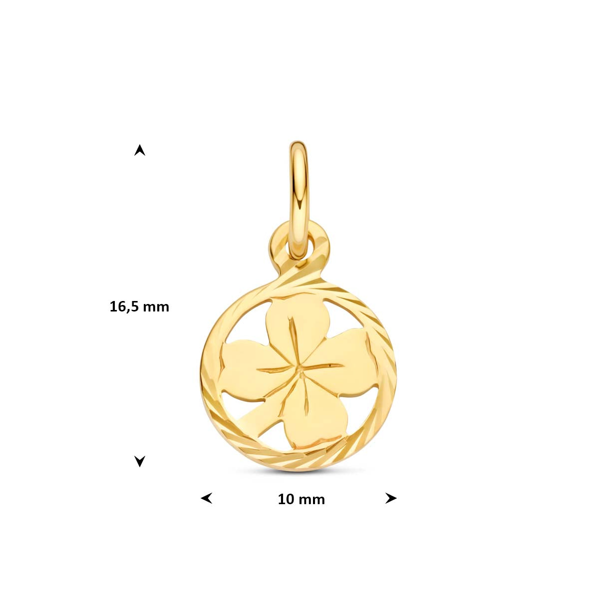 Fantasy Collection Hanger klavertje gediamanteerd 9K geelgoud - afbeelding 4