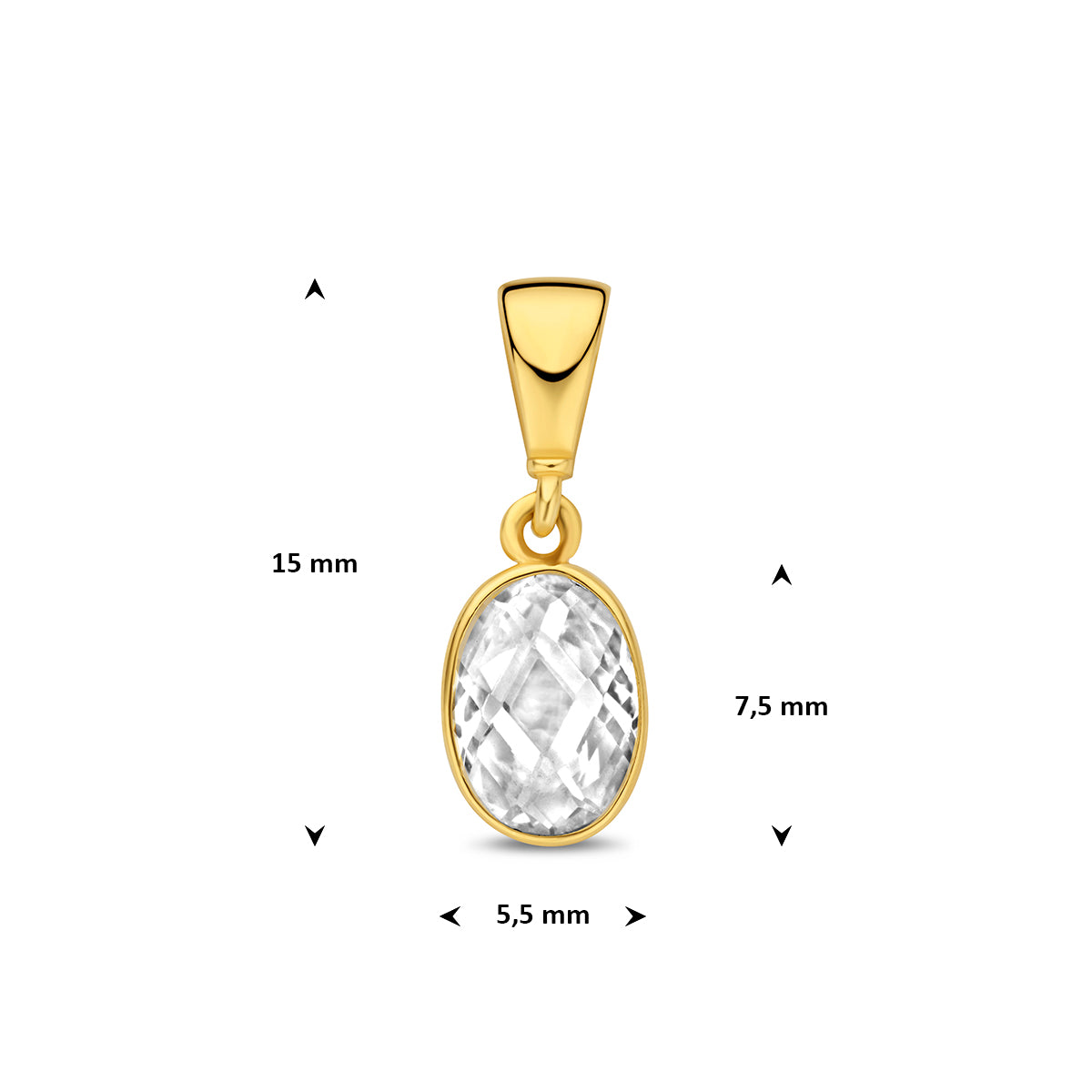 Fantasy Collection Hanger zirkonia ovaal 9K geelgoud 7,5 mm - afbeelding 4