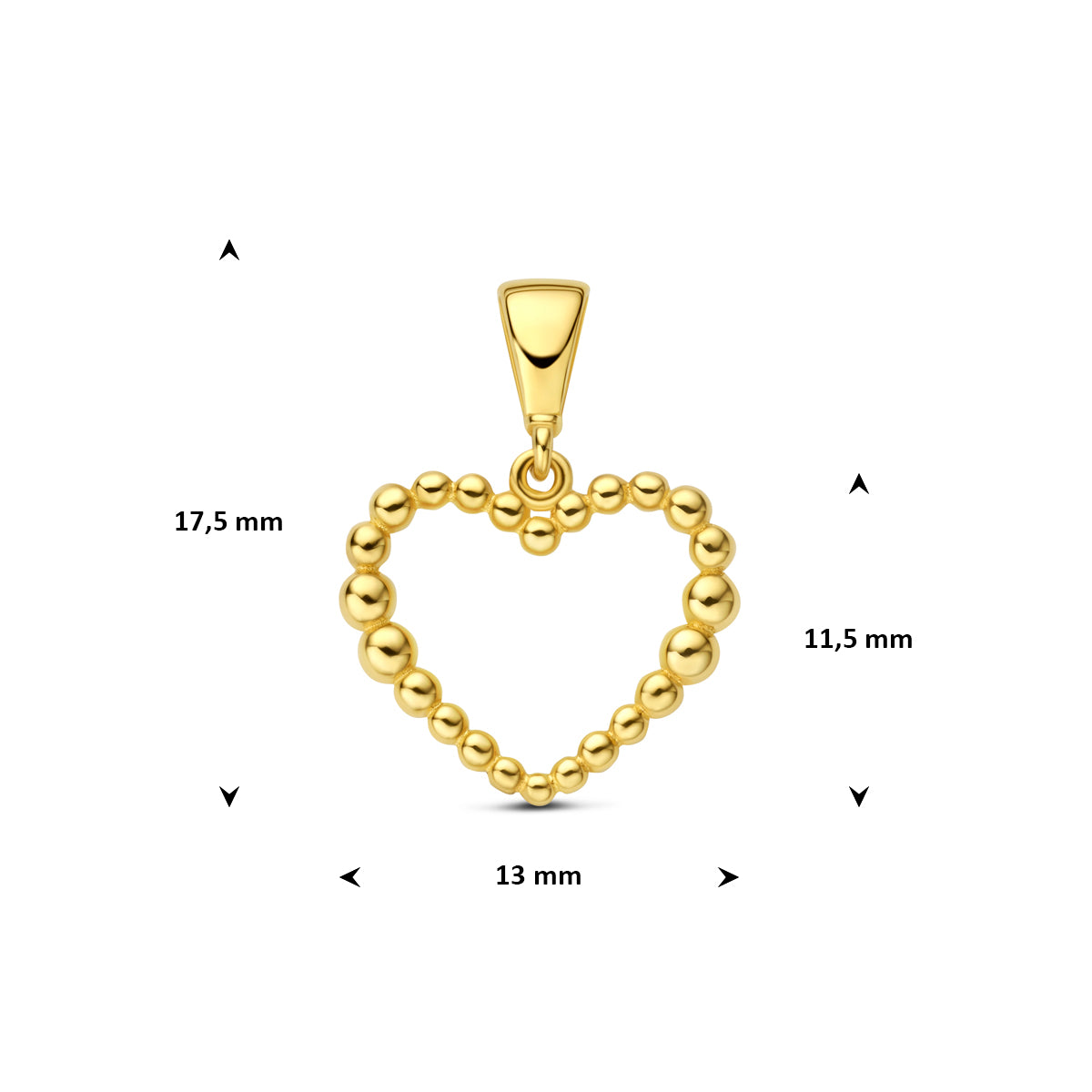 Fantasy Collection Hanger hartje bolletjes 9K geelgoud 11,5 mm - afbeelding 4
