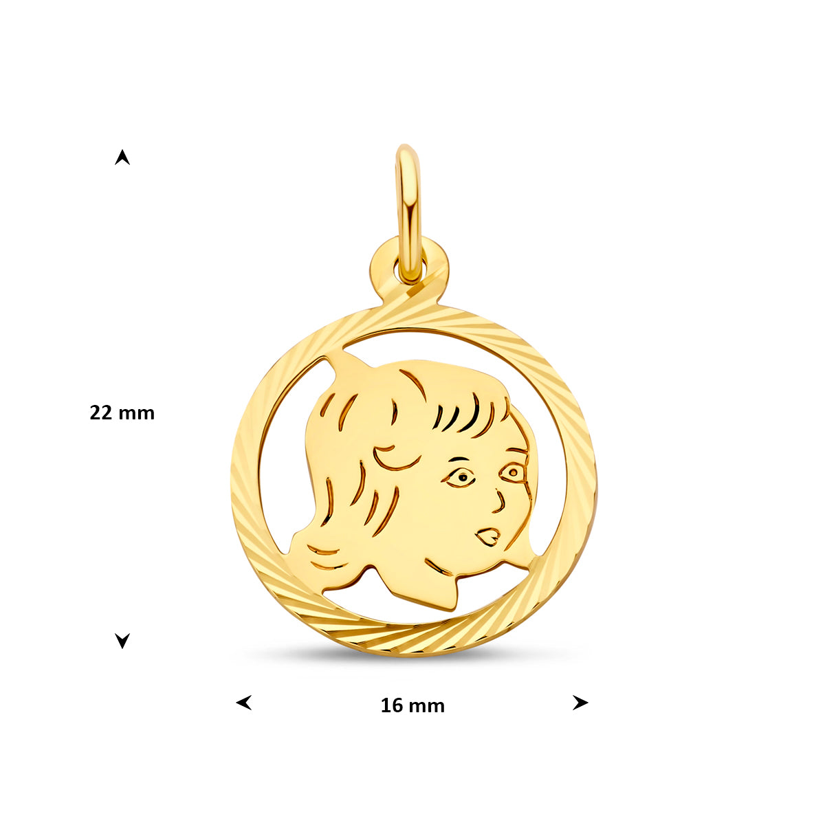Fantasy Collection Hanger meisje gediamanteerd 9K geelgoud 16 mm - afbeelding 4