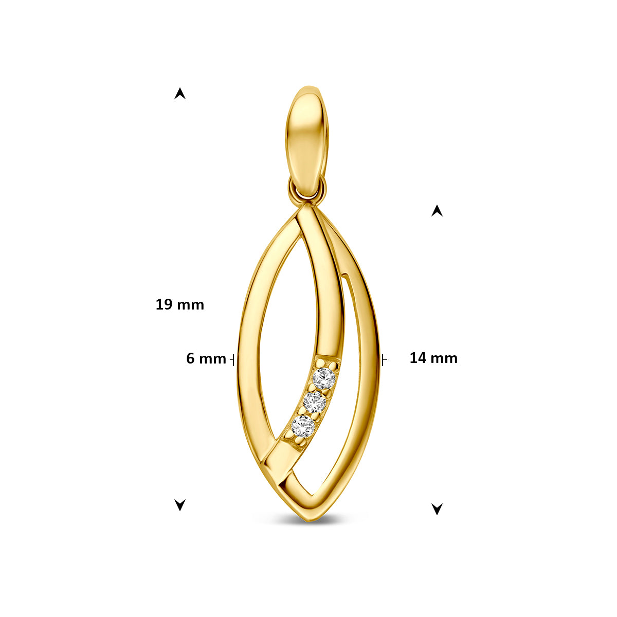 Hanger zirkonia 9K geelgoud 14 mm