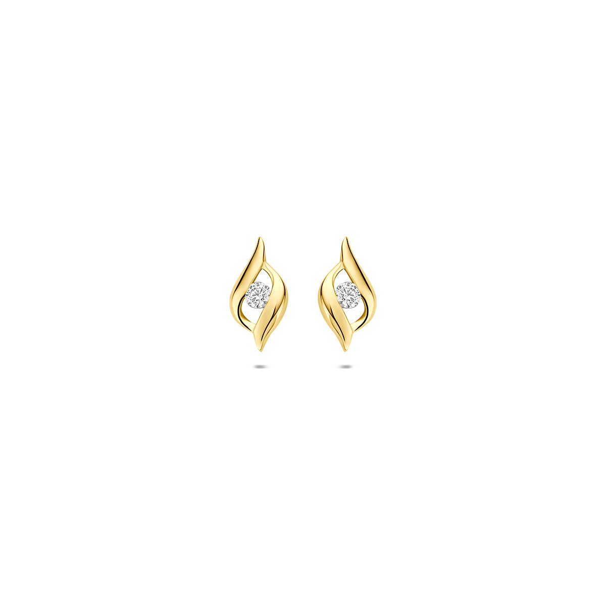 Oorknoppen zirkonia 9K geelgoud 9 mm