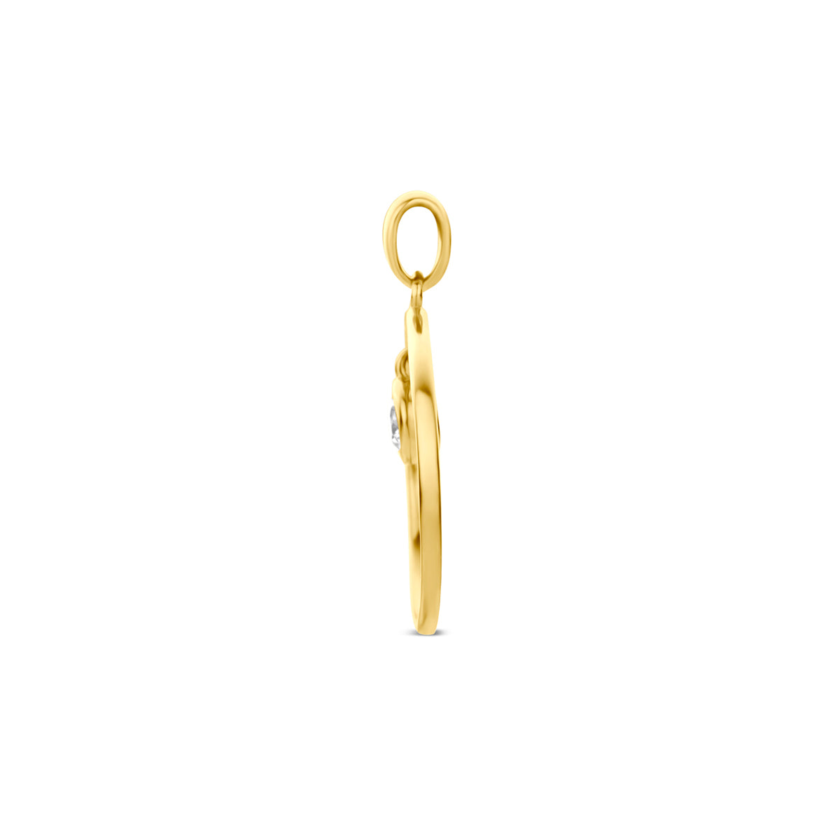 Hanger rond zirkonia 9K geelgoud 13 mm