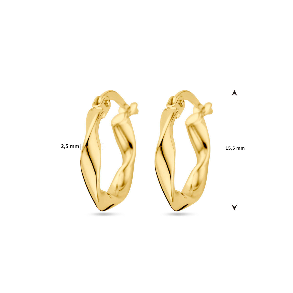Oorringen gedraaide buis 9K geelgoud 2,5 mm