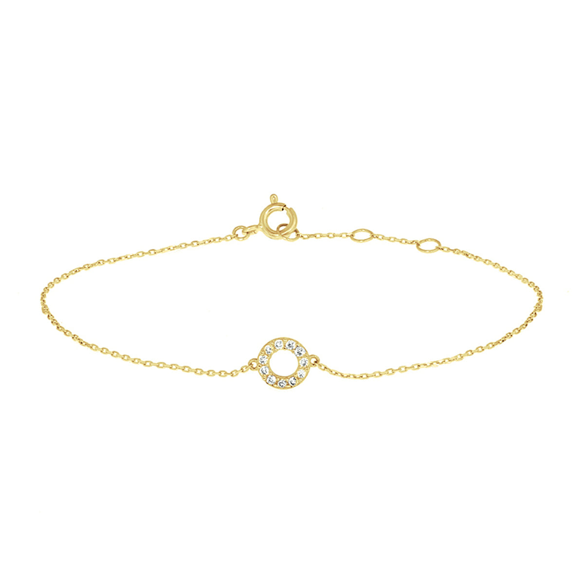 Fantasy Collection Armband rondjes zirkonia 9K geelgoud 16,5 - 17,5 - 18,5 cm