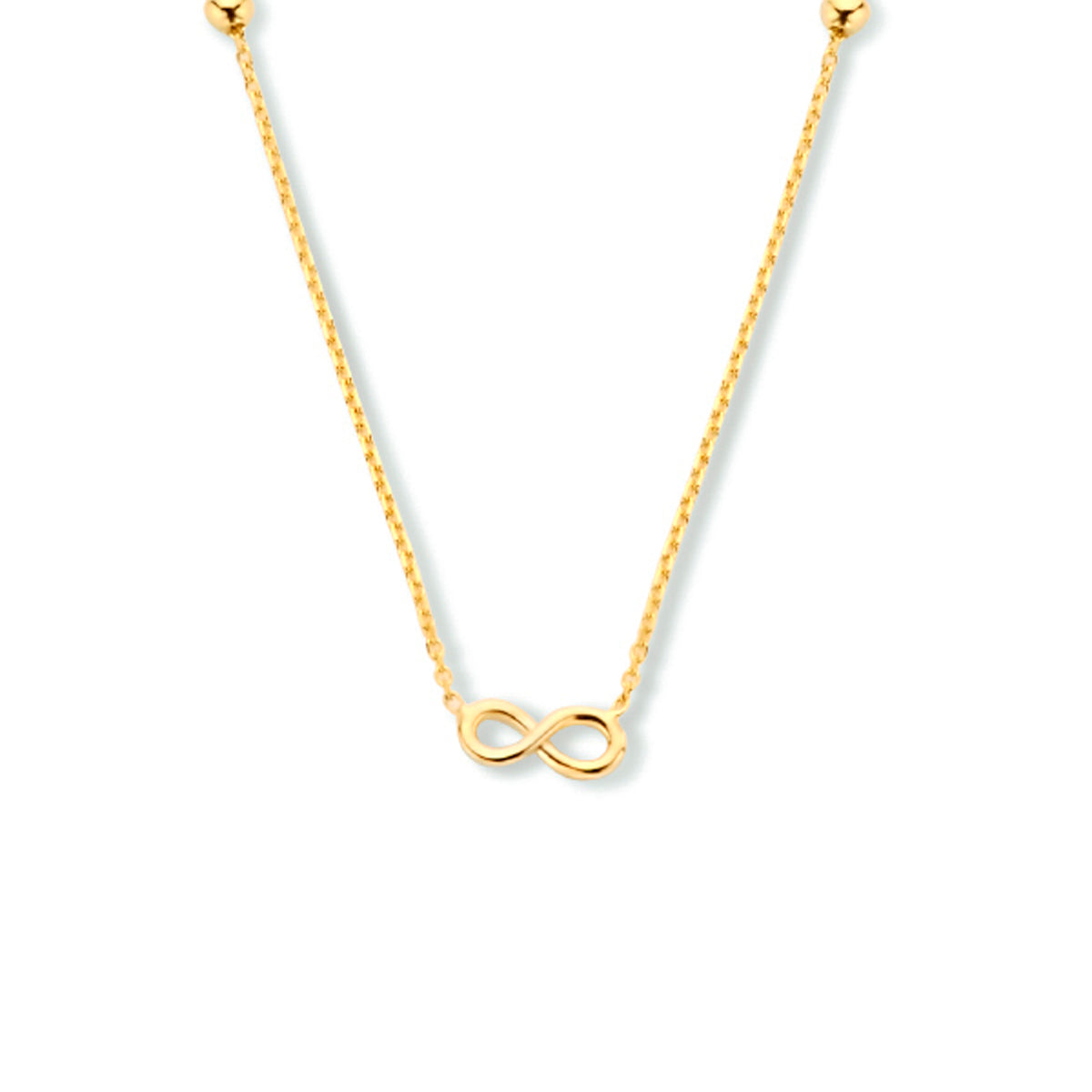 Fantasy Collection Collier infinity en bolletjes 9K geelgoud 40 - 42 - 44 cm