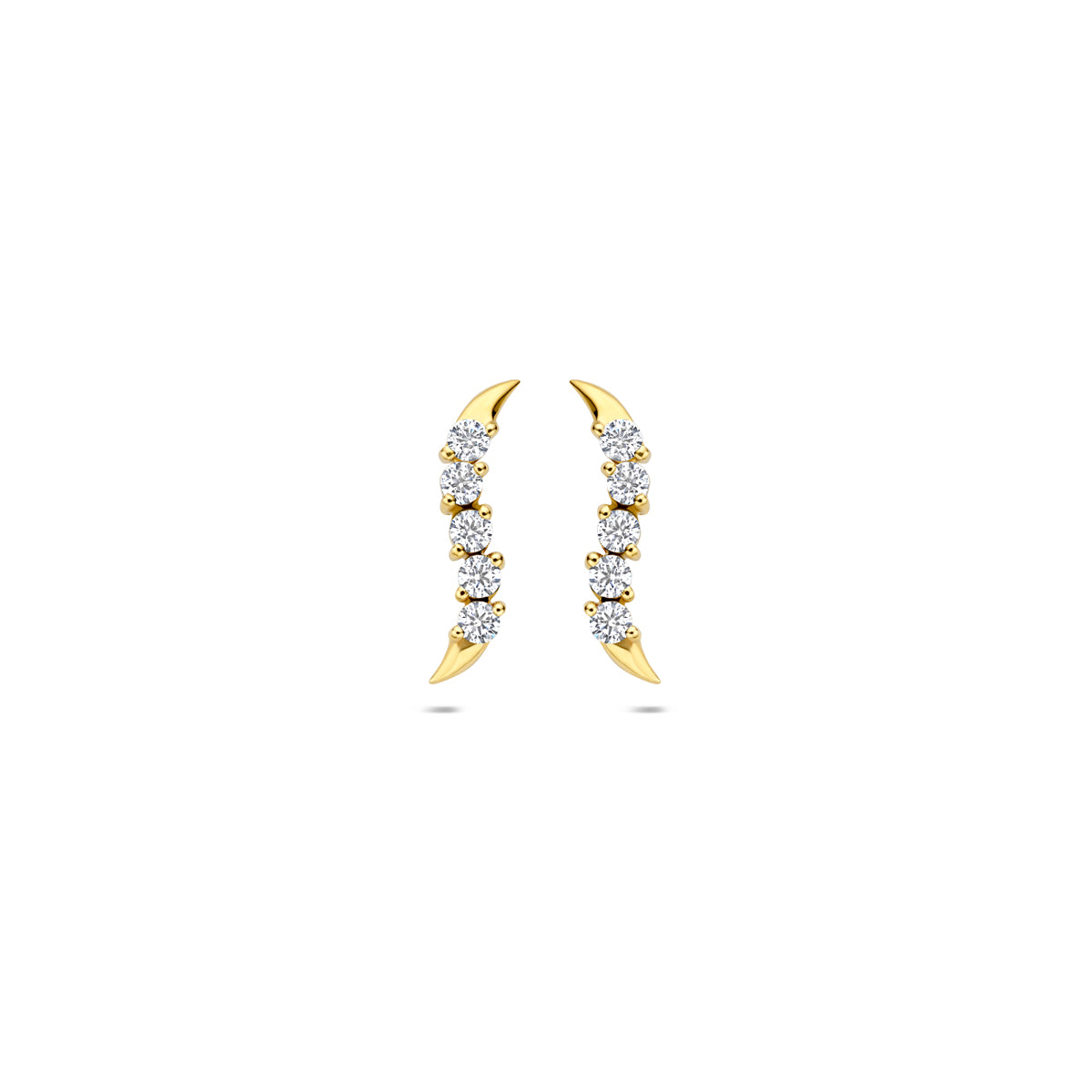 Fantasy Collection Oorknoppen zirkonia 9K geelgoud 13 mm