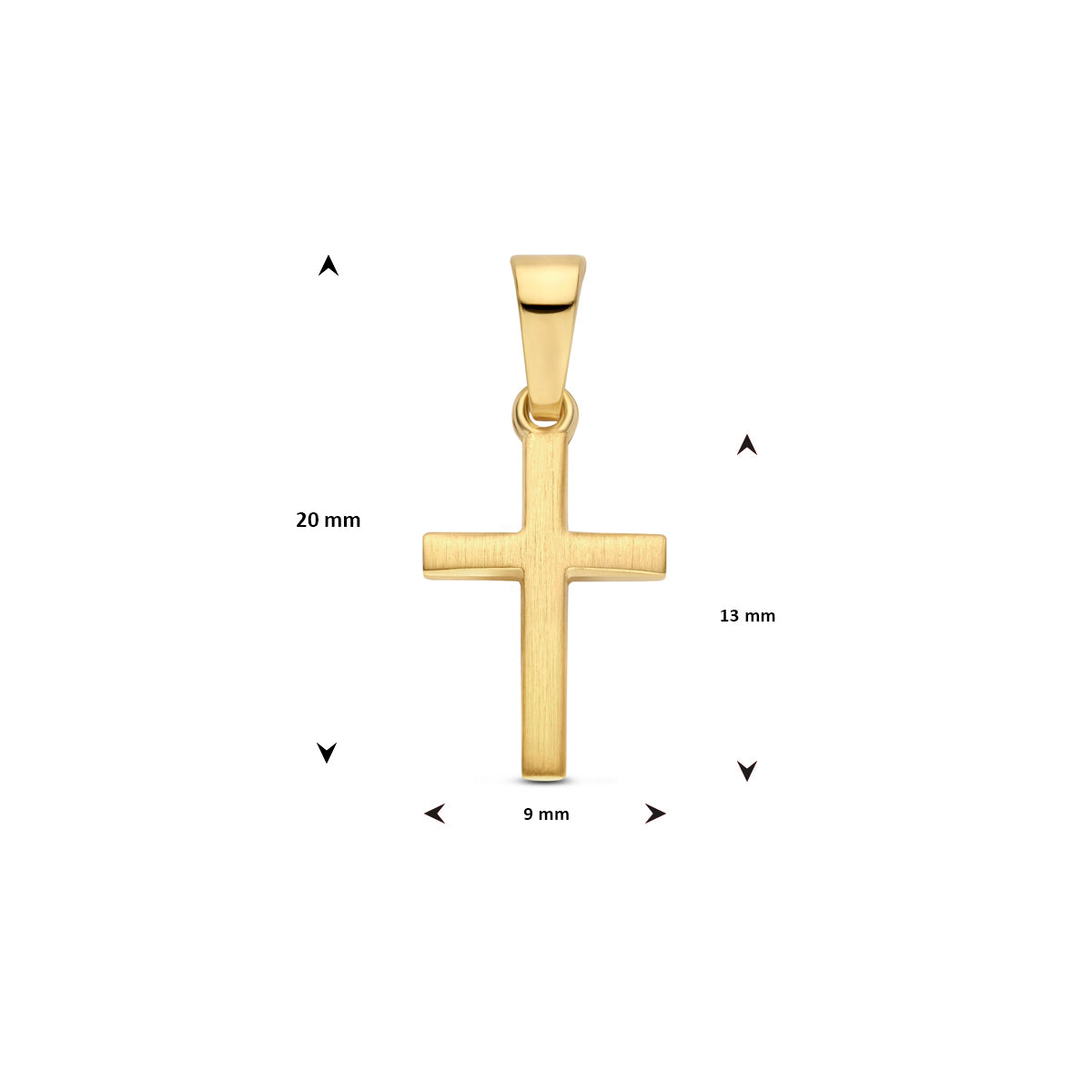 Fantasy Collection Hanger kruis poli/mat 9K geelgoud 13 mm - afbeelding 4