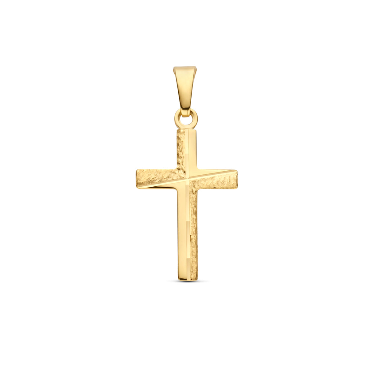 Fantasy Collection Hanger kruis gehamerd 9K geelgoud 18,5 mm