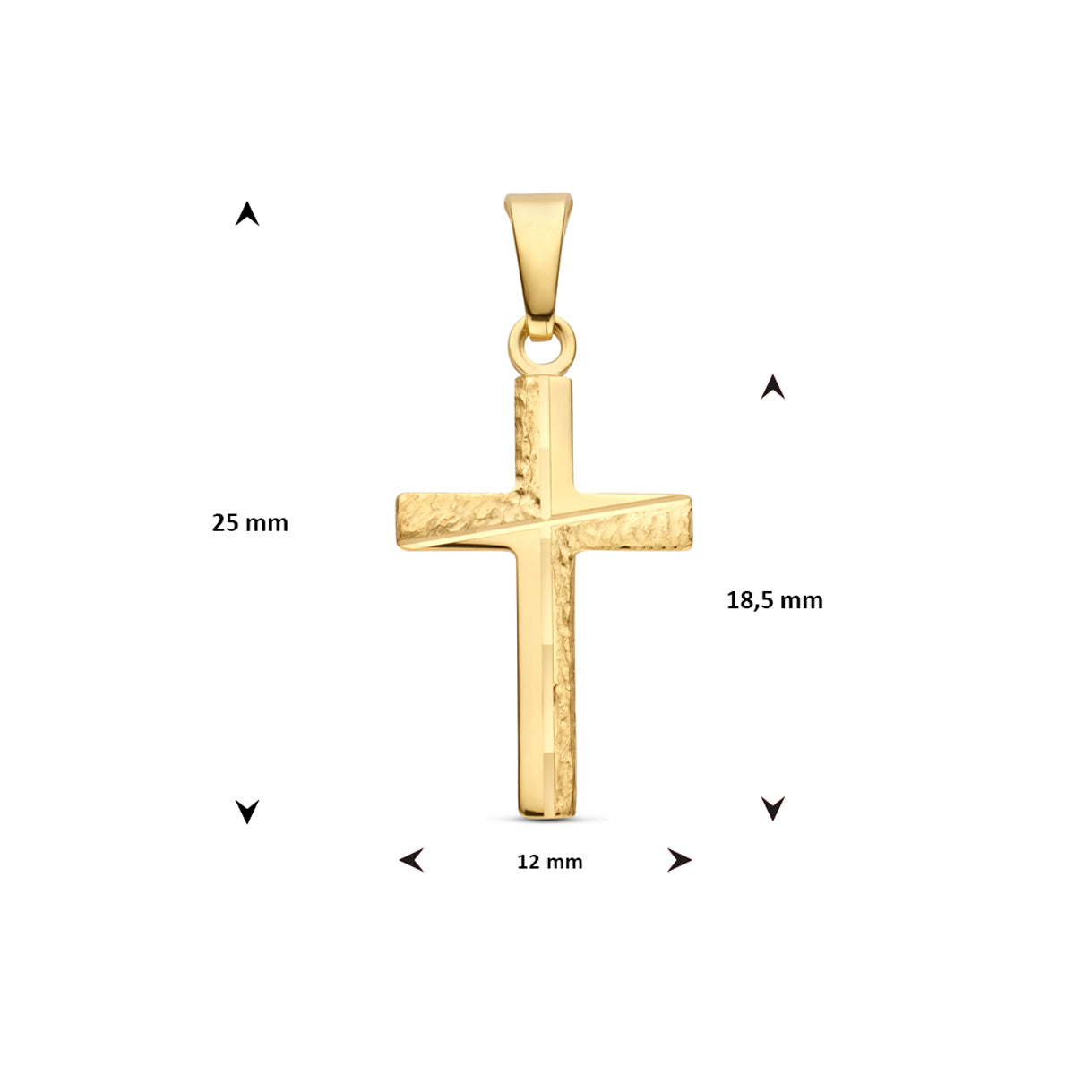 Fantasy Collection Hanger kruis gehamerd 9K geelgoud 18,5 mm - afbeelding 4