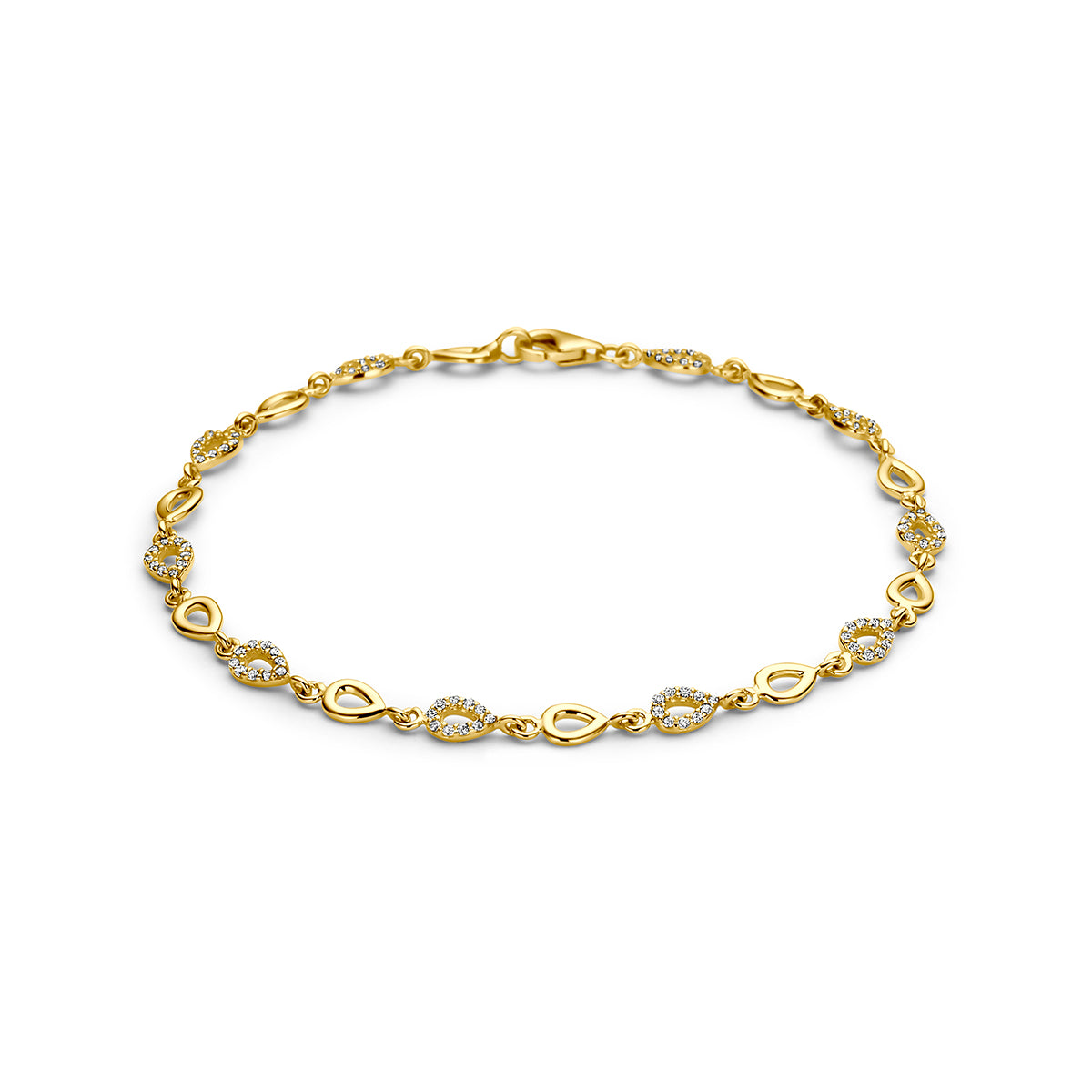 Fantasy Collection Armband zirkonia 9K geelgoud 4,2 mm 19 cm