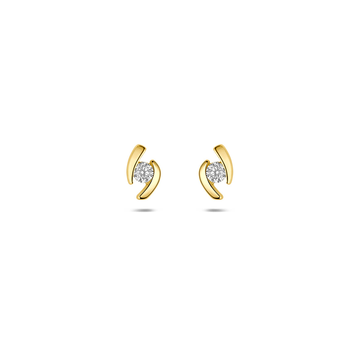 Fantasy Collection Oorknoppen zirkonia 9K geelgoud 6 mm