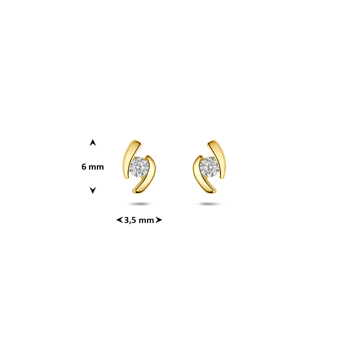 Fantasy Collection Oorknoppen zirkonia 9K geelgoud 6 mm - afbeelding 4