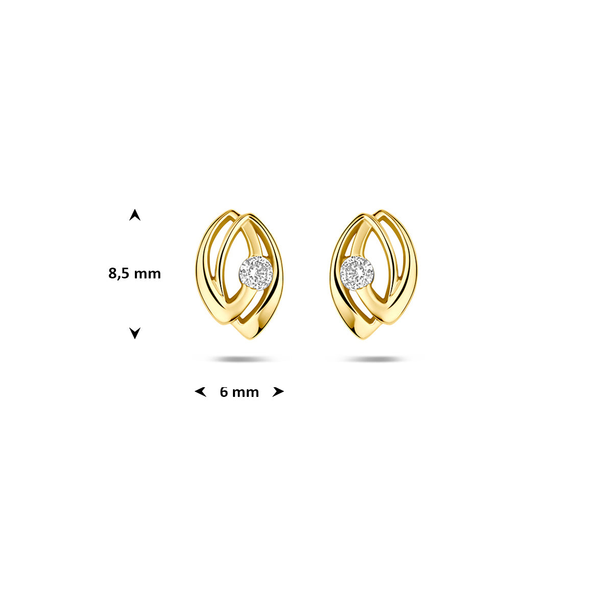 Fantasy Collection Oorknoppen zirkonia 9K geelgoud 8,5 mm - afbeelding 4