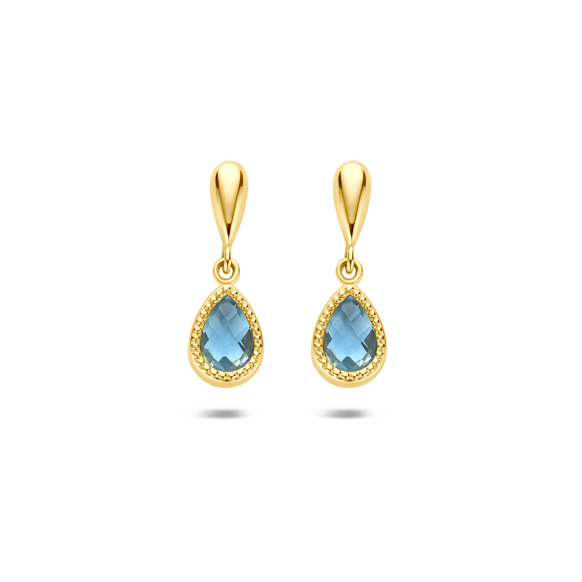 Fantasy Collection Oorhangers blauw topaas 9K geelgoud 17,5 mm