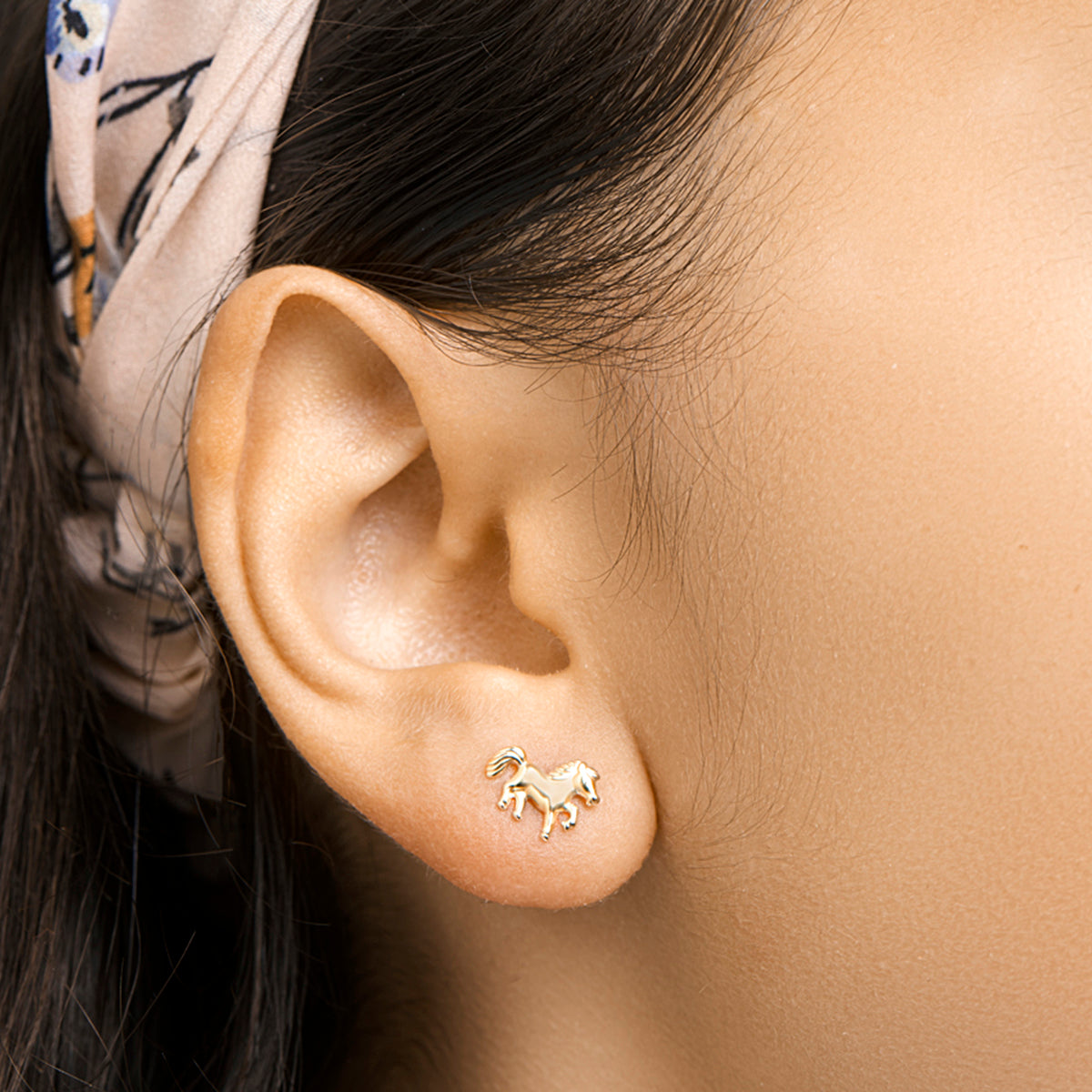 Fantasy Collection Oorknoppen paard 9K geelgoud 7,5 mm - afbeelding 2