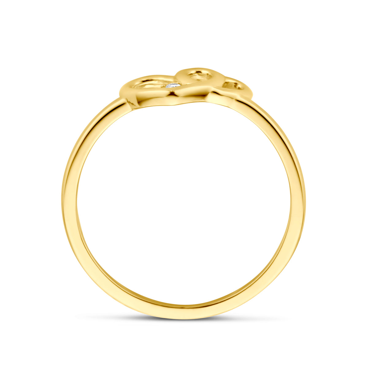 Ring hartjes en zirkonia 9K geelgoud