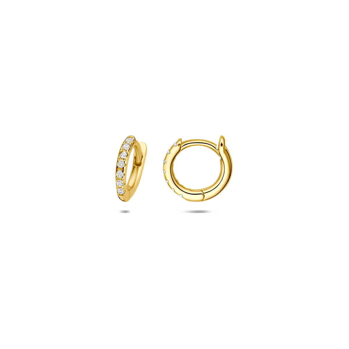 Fantasy Collection Klapoorringen zirkonia buis 9K geelgoud 1,5 mm - afbeelding 3