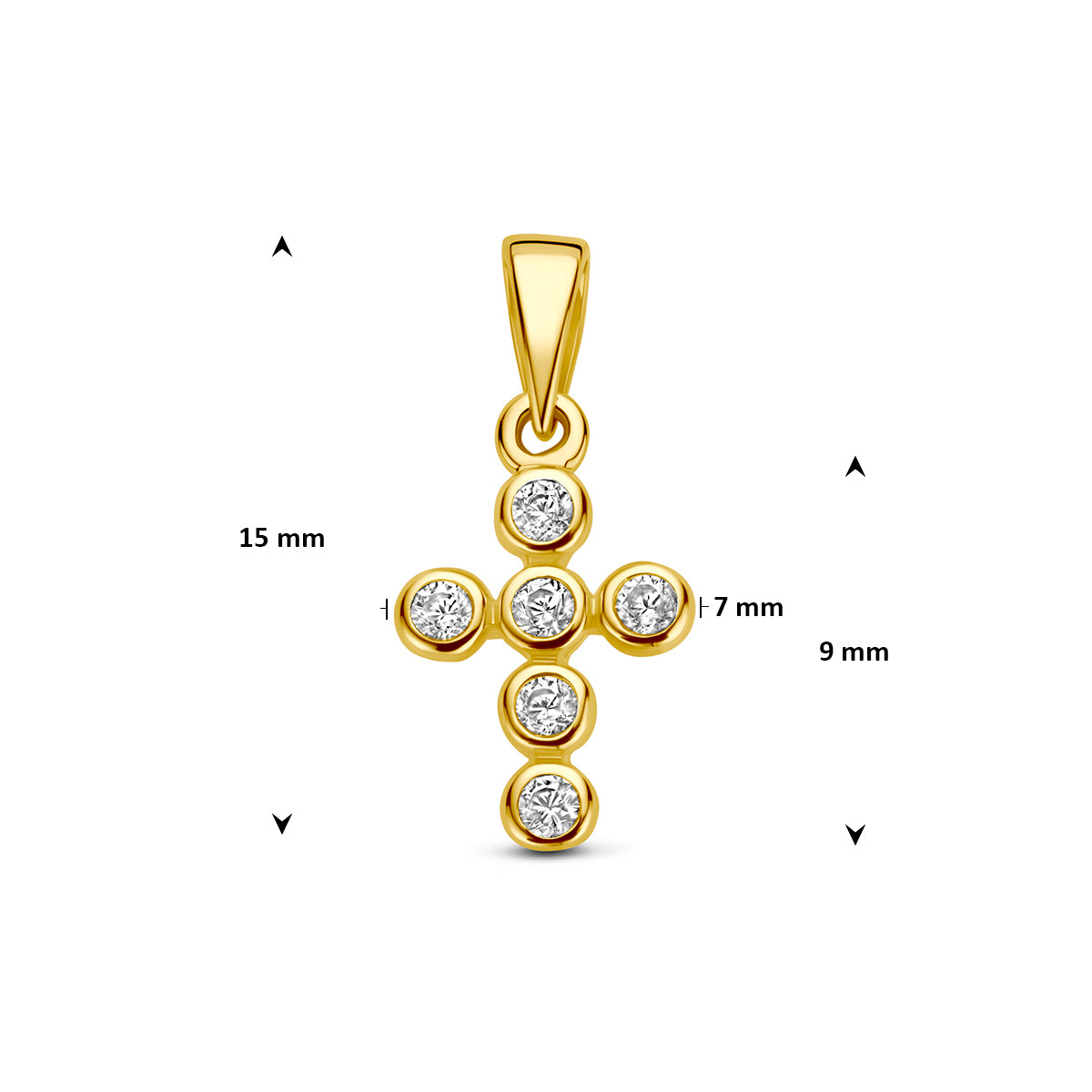 Fantasy Collection Hanger kruis zirkonia 9K geelgoud 9 mm - afbeelding 4