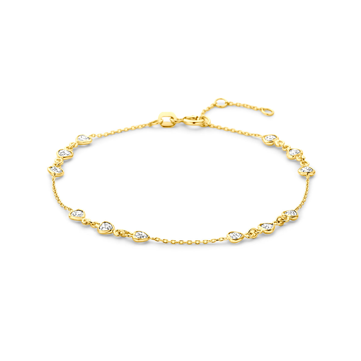 Fantasy Collection Armband zirkonia 9K geelgoud 16,5 - 17,5 - 18,5 cm